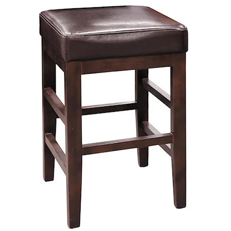 Short Bar Stool w/ Upholstered Seat